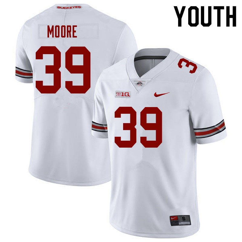 Ohio State Buckeyes Andrew Moore Youth #39 White Authentic Stitched College Football Jersey